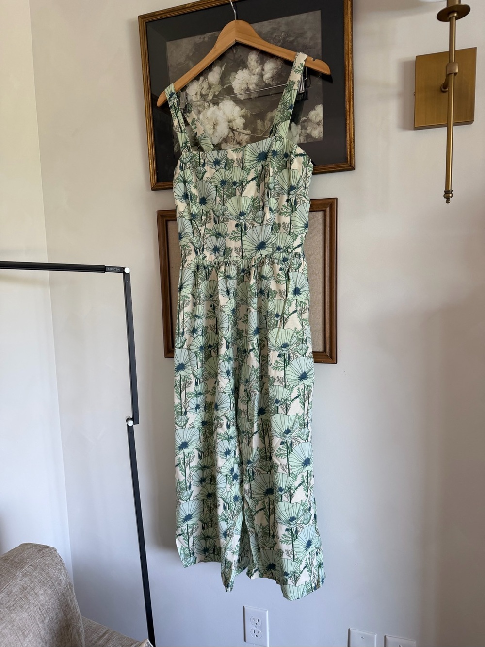 Kate Quinn Aqua Poppies Romper Women’s sz M, NWT